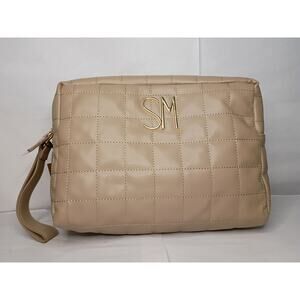Steve Madden Taupe Quilted Cosmetic Case